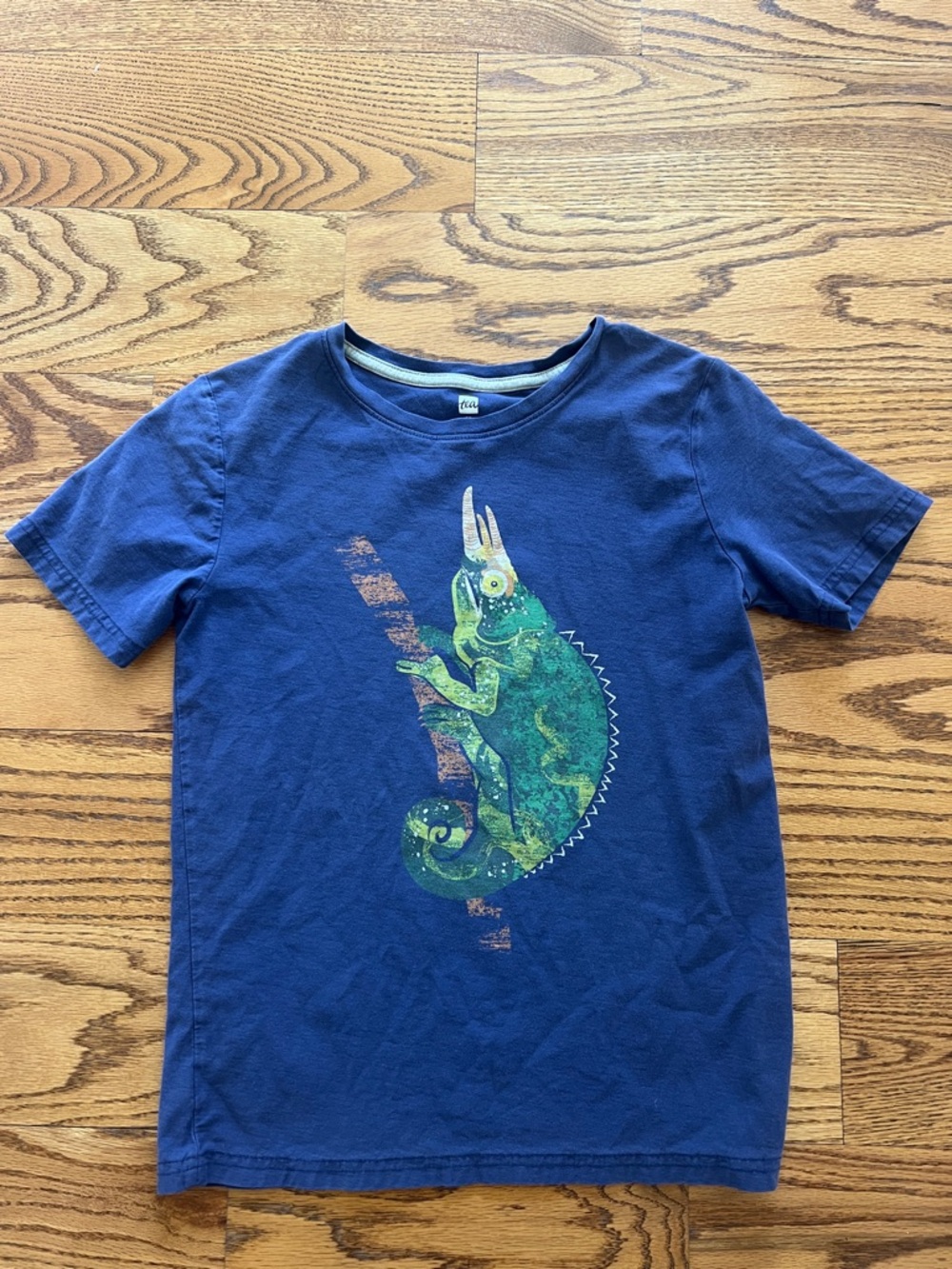 Tea Collection Blue Short-Sleeve Tee with Green Chameleon Print